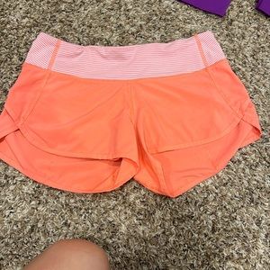 Coral Lululemon Speed Up Shorts 2.5